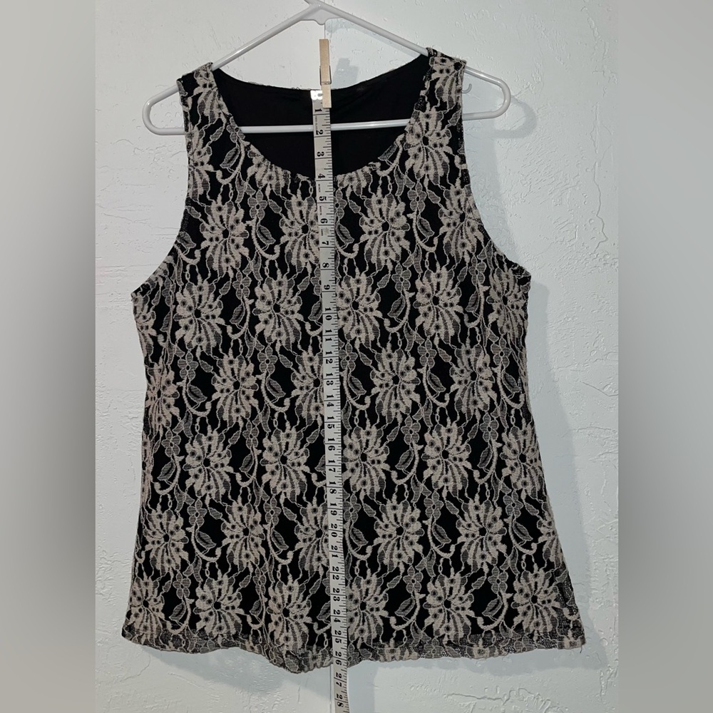 Alfani Black Tank Top with Cream Lace Overlay - Picture 4 of 9